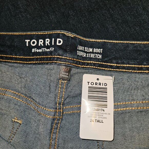 NWT Torrid Luxe Slim Boot Super Stretch Boot Cut Jeans (24W tall) - Picture 3 of 7